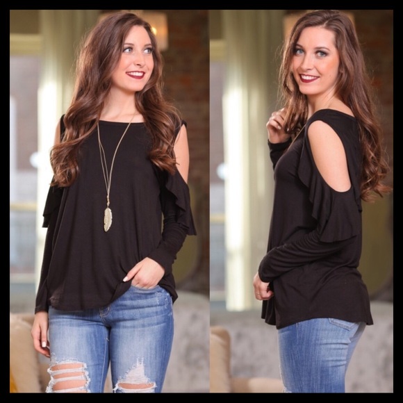 ◼️LAST ONE!◾️BLACK COLD SHOULDER TUNIC◼️ - Picture 3 of 3